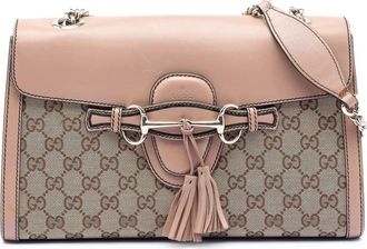 Gucci Pre-owned Shoulder Bags, female, Brown, Size: ONE SIZE Pre-owned GG Supreme Canvas and Leather Shoulder Bag