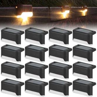OEM Juego De 16 Luces Solares Para Terraza, Luces Solares Para Cercas, Luces Led Solares Para Exteriores, Impermeables, Para Escaleras, Pelda&ntilde;os, Barandil