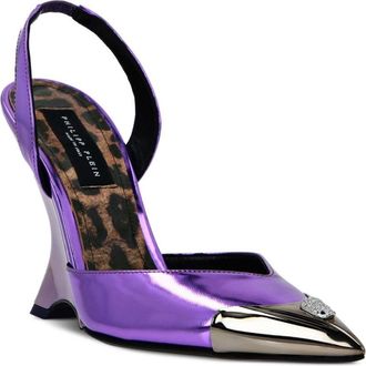 Philipp Plein Mirror Decollete leather pumps - women - Calf Leather/Patent Leather/Calf Leather - 35 - Purple