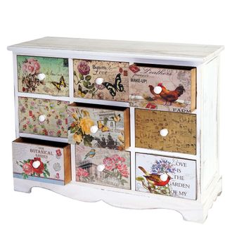 Hhg Hhg - Nunca Usado] C&oacute;moda Venlo, Aspecto Shabby, Vintage, 9 Cajones 60x79x30cm