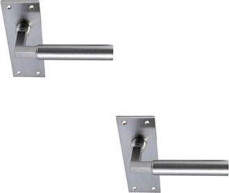 Loops 2x PAIR Round Bar Handle on Slim Latch Backplate 150 x 50mm Satin Nickel