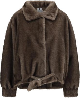 S.W.O.R.D 6.6.44 Chaqueta de pelo sint&eacute;tico con cintur&oacute;n - Jackets - Mujer - Marr&oacute;n - M