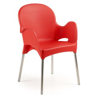 Dmora Silla De Exterior Vashti, Apilable made In Italy, Con Reposabrazos, Rojo