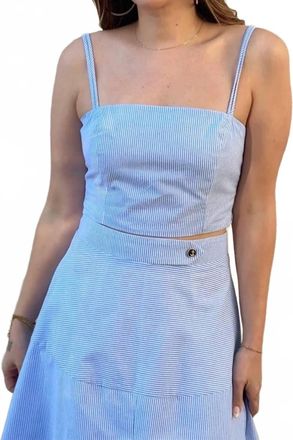 Astr Liberty Striped Tank Top In Blue Stripe