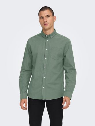 Only & Sons Langarmhemd ONLY & SONS ONSALVARO SLIM LS OXFORD SHIRT NOOS, Herren, Gr. XL, N-Gr, blau (sea spray), Web, Obermaterial: 60% Baumwolle, 40% Polyester, 