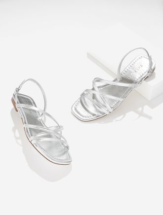 Talbots Liana Strappy Metallic Nappa Flats - Silver - 10 1/2 M Talbots