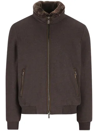 Moorer Plush Lined Zip-Up Jacket with Ribbed Cuffs