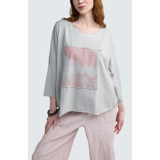 Luukaa D'Celli Rowena Two-Tone Patch Pocket Top in Ash Grey-Rose at Nordstrom, Size X-Large/xx-Large
