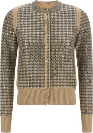 Ermanno Scervino Cardigan met pailletten en lange mouwen - Dames - Truien - Beige - Maat: M Zijde
