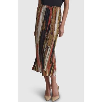 DKNY Print Pliss&eacute; Skirt in Paint Stroke at Nordstrom Rack, Size X-Large