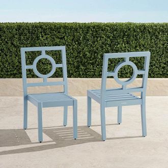 Frontgate Set of 2 Winhill Dining Side Chairs in Glacier Aluminum - Frontgate