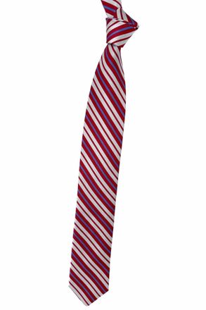 Robert Talbott Mens Woven Silk Tie In Red, Blue And Silver-Grey Stripe