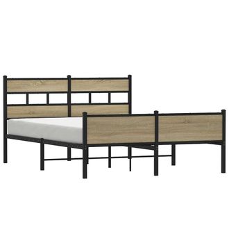 Berkfield Home Metal Bed Frame without Mattress Sonoma Oak 160x200 cm in Brown