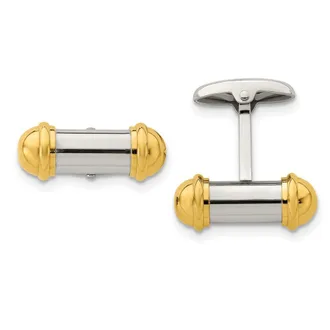 Diamond2Deal Stainless Steel Polished Yellow IP-plated Cufflinks