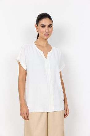 Soyaconcept Shirtbluse SOYACONCEPT SC-CATH 1, Damen, Gr. XXL, sanftes wei&szlig;, Web, Obermaterial: 100% Polyester, unifarben, normal, V-Ausschnitt, Blusen Shirtbluse