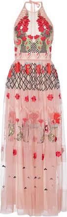 Temperley London Abito lungo Remi con ricamo - Rosa