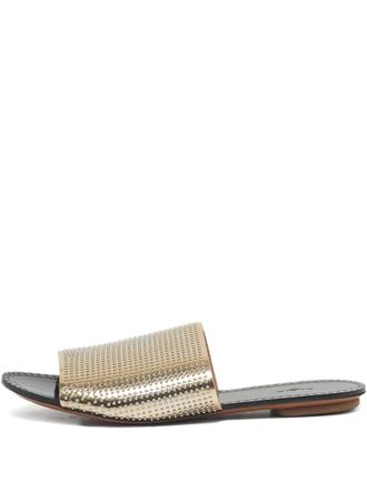 Alaia Sandali slides in pelle - Oro
