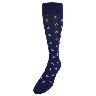 Trafalgar Store Rodger Skull and Cross Bones Mercerized Cotton Mid-Calf Socks in Navy at Nordstrom