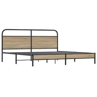 Berkfield Home Metal Bed Frame without Mattress Smoked Oak 200x200 cm in Brown