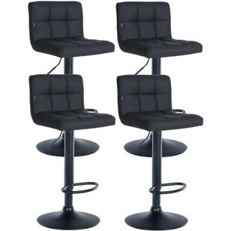 Clp Clp - Set De 4 Taburetes De Bar Feni En Polipiel Negro Metal Negro Mate