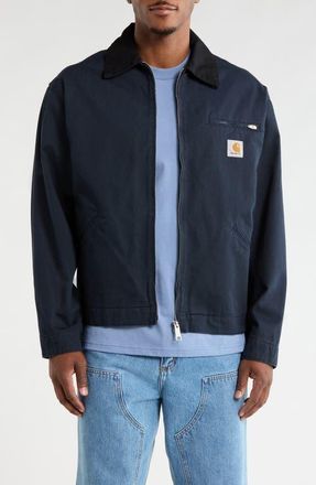 Carhartt Work in Progress OG Detroit Organic Cotton Canvas Chore Jacket in Deep Night /Black at Nordstrom, Size Xx-Large