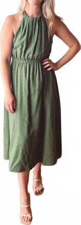 Sadie & Sage Good Day Back Detail Midi Dress In Green