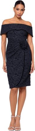 Xscape Dress Black Floral Brocade Off The Shoulder Cocktail GBO1738