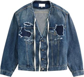 Maison Margiela Chaqueta Desgastada de Cuello V Profundo - Jackets - Hombre - Azul - M