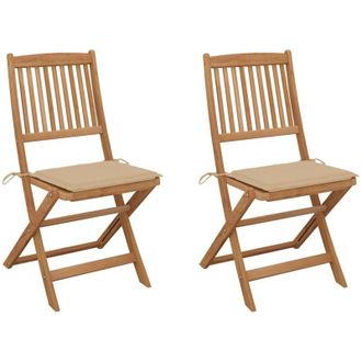 vidaXL Sedie da Giardino Pieghevoli 2 pz con Cuscini Massello Acacia vidaXL