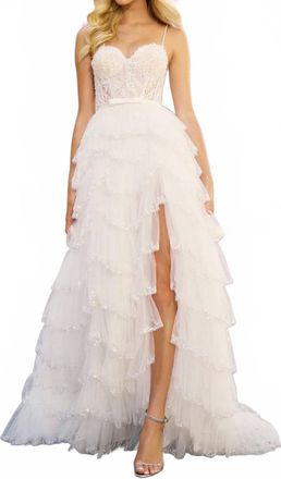 Sherri Hill Ruffle Skirt Sweetheart Neck Dress In Ivory