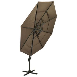 Berkfield Home Harmful 4-Tier Parasol with Aluminium Pole Taupe 3x3 m