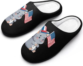 Generic Funny Mouse U.S.A. Flag 4th of July Mens Slippers House Slipper Anti-skid Sole Indoor Shoes Outdoor Comfort Cotton