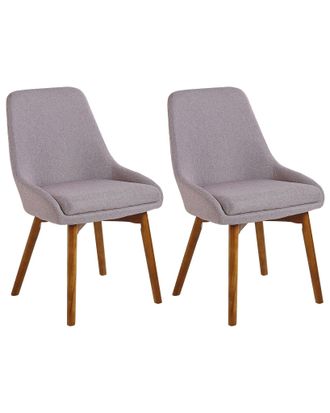 Beliani Beliani - Set Di 2 Sedie Da Pranzo Gambe In Legno E Tessuto Grigio Talpa Melfort