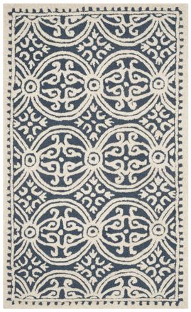 Safavieh Alfombra medall&oacute;n de lana azul/blanco, 91 x 152 cm