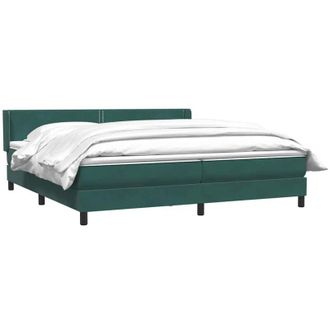 vidaXL Cama Box Spring Con Colch&oacute;n Terciopelo Verde Oscuro 180x220 Cm Vidaxl