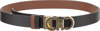 Ferragamo Black Textured Reversible Buckle Belt