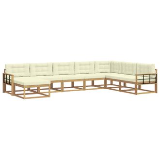 vidaXL Conjunto De Sof&aacute;s De Exterior 8 Pcs Blanco Y Crema Vidaxl