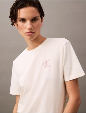 Calvin Klein Jeans Calvin Klein Womens Embroidered Monogram Logo Classic Crewneck T-Shirt - White - XS