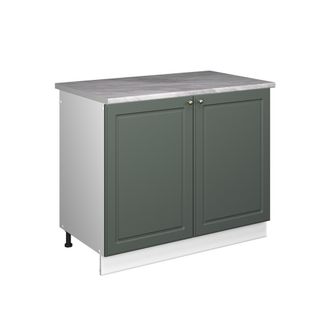 Vicco Mueble Bajo Para Fregadero Fame-line, Verde Dorado Casa De Campo/blanco, 100 Cm, Et M&aacute;rmol, Vicco