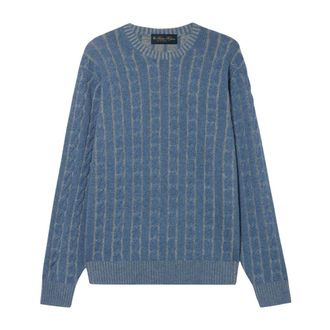Brooks Brothers Kabelgebreide trui - Heren - Truien - Blauw - Maat: S Wol