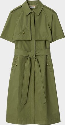 Burberry Marina Short-Sleeve Belted Midi Trench Dress