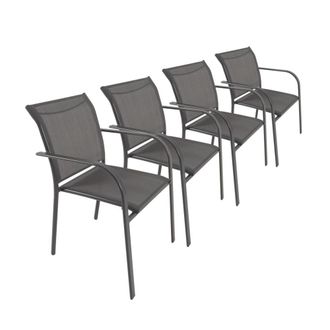 Sweeek Silla de jard&iacute;n de aluminio y textileno, set de 4, antracita