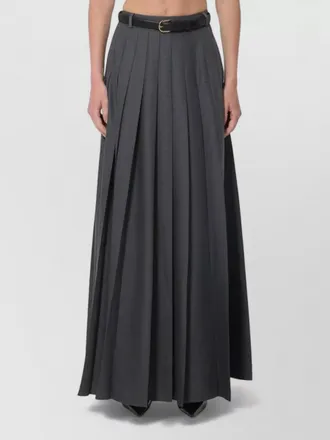 Self Portrait pleated maxi skirt belt and slit