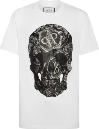 Philipp Plein T-Shirt Ronde Hals Snake - Heren - T-shirts - Wit - 5XL - Katoen - Tops