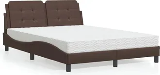 vidaXL Vidaxl - Cama Con Colch&oacute;n Cuero Sint&eacute;tico Marr&oacute;n 120x200 Cm