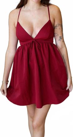 Lulus Brit Tie Back Mini Dress In Brick Red