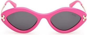 Emilio Pucci Geometric 54mm Sunglasses in Shiny Fuxia /Smoke at Nordstrom