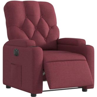 vidaXL Sill&oacute;n Reclinable El&eacute;ctrico Tela Rojo Tinto Vidaxl