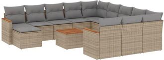 vidaXL Juego De Sof&aacute;s Jard&iacute;n Con Cojines Beige Mezcla 13 Pzas Rat&aacute;n Pe Vidaxl