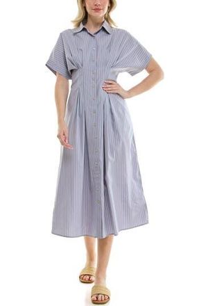 Nicole Miller Pintuck Waist Midi Shirtdress in Blue /Mint at Nordstrom Rack, Size 10